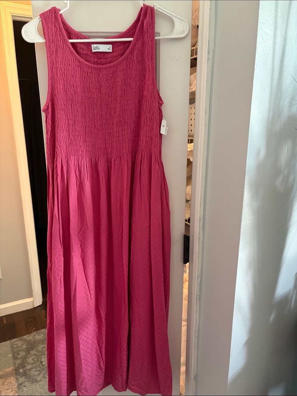 Croft & Barrow Pink Sleeveless Smocked Maxi Dress w/ Pockets